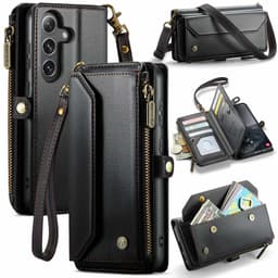 CaseMe C36 12-LOKERO Zipper Lompakkokotelo olkahihnalla Samsung Galaxy S26 FE - Musta