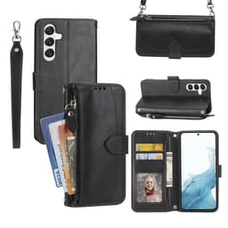 SKALO Vetoketjullinen PU-nahkainen olkahihna Lompakkokotelo sopii Samsung Galaxy S26 FE - Musta