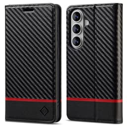SKALO LC.IMEEKE Carbon Fiber Lompakkokotelo sopii Samsung Galaxy S26 FE - Musta