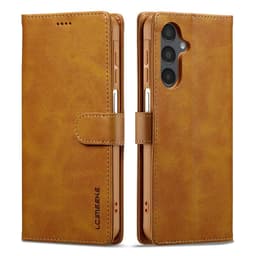 SKALO LC.IMEEKE Premium PU-nahka Lompakkokotelo sopii Samsung Galaxy S26 FE - Vaaleanruskea