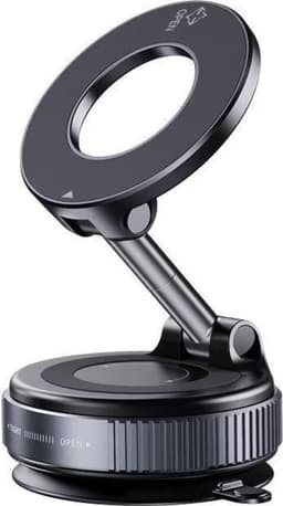 Magnetisk bilhållare N52 – Stark magnet med vakuumsug, 360° roterbar Black