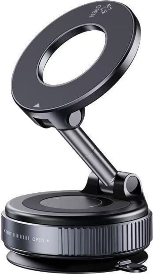 Magnetisk bilhållare N52 – Stark magnet med vakuumsug, 360° roterbar Black