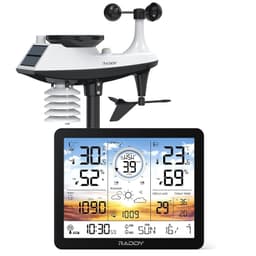 Trådlös väderstation för inomhus- och utomhusbruk, professionell termometer, radiostyrd klocka, temperatur- och luftfuktighetsmätare, 7,4"" LCD-Display
