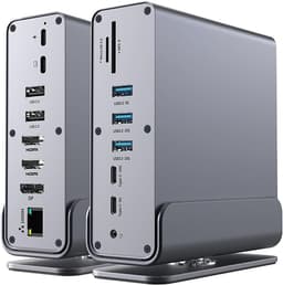 15 i 1 USB-C Dockningsstation 4K@30Hz HDMI och DisplayPort, 3xUSB 3.0, 2xUSB 2.0, PD 100W laddning, 1000Mbps RJ45 Ethernet för Windows och MacOS