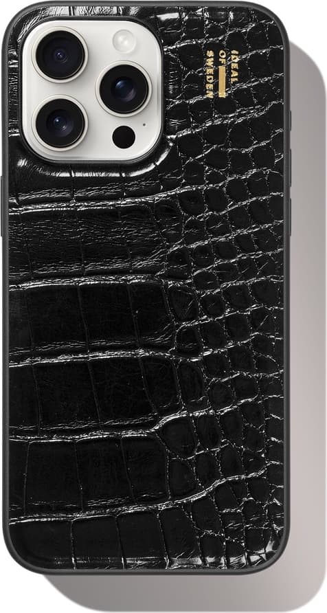 Vegan Leather Case MagSafe iPhone 15 Pro Max Black Croco