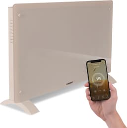 VONROC Radiator - Elradiator | Glas | Luksus | 2000W | WIFI - Smartapp styring | Op til 24m² | Beige