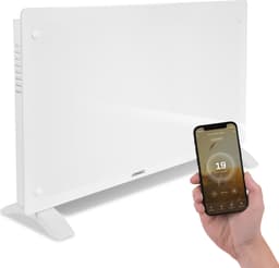VONROC Radiator - Elradiator | Glas | Luksus | 2500W | WIFI - Smartapp styring | Op til 30m² | Hvid