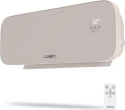 VONROC Luksuriøs Radiator - 2000W | WiFi | Glasfront | Svingfunktion | Termostat 5-35°C| Fjernbetjening | Beige