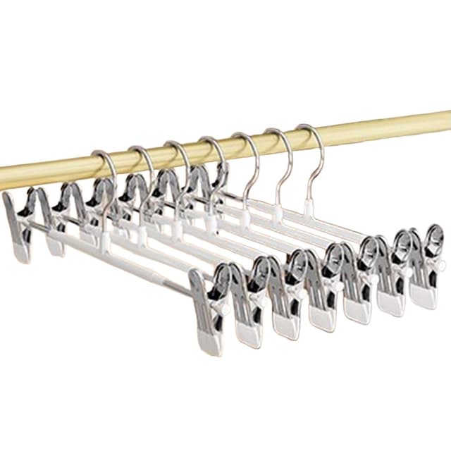 10-Pack Halkfria Byxhängare med Justerbara Clips - PVC-Belagda Klädhängare White