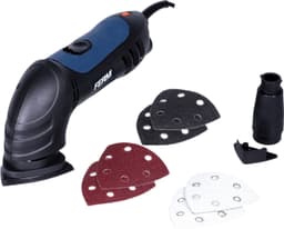 FERM DSM1009 Deltaslip 280W – Variabel Hastighet 6000-10000/min – Slipplatta 90x90x90mm – Dammutsug – 3m Kabel – Inkl. 6 P80 Slippapper