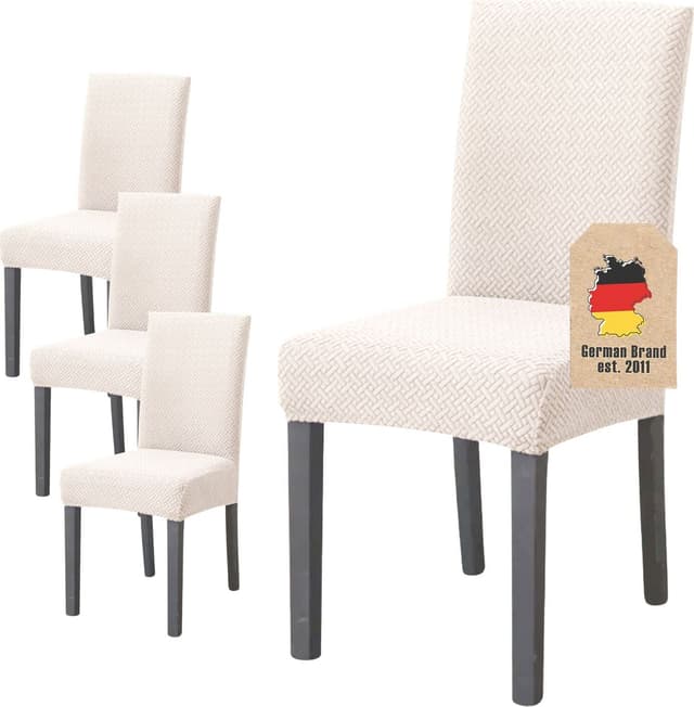 4x Stolsöverdrag Klädsel för stol (beige)
