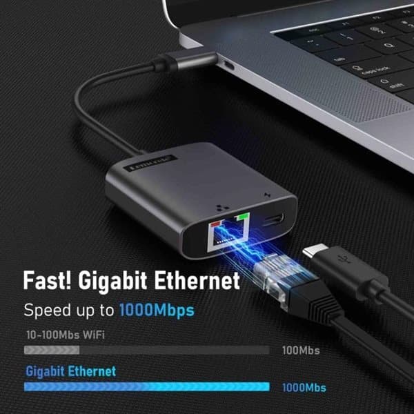 Lemorele TC35 USB-C-hub / USB-C-adapter med Gigabit Ethernet, USB-port ...