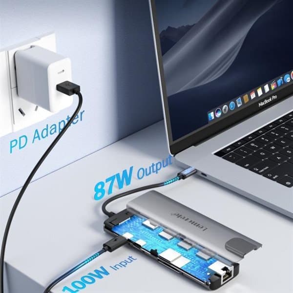Lemorele TC39 9-i-1 USB-C-dockingstation / USB-C-hub med 4K HDMI ...