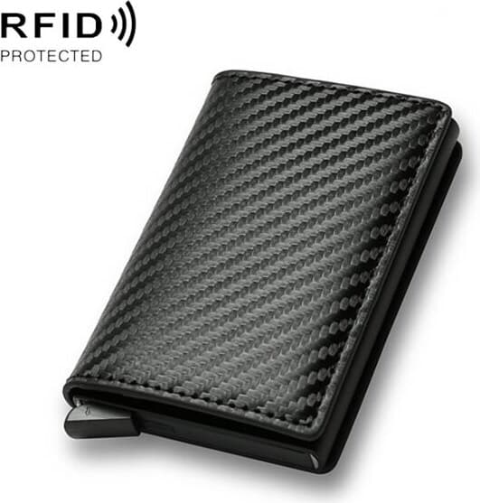 PopUp-lommebok med RFID-beskyttelse i svart karbonfiber