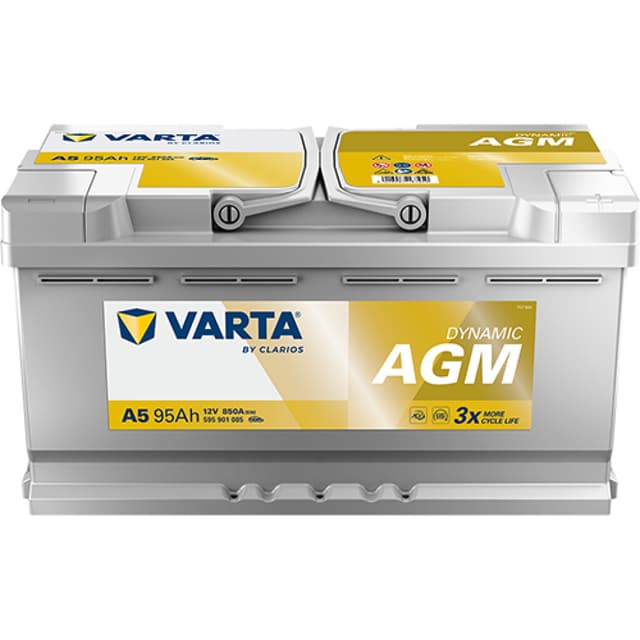 VARTA Silver Dynamic AGM Batteri 12V 95AH 850CCA (354x175x190/190mm) +høyre A5