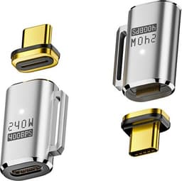MAGNETISK ADAPTER: USB-C FEMALE TIL USB-C MALE, 240W LADING Silver