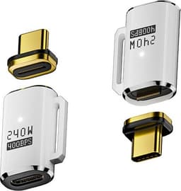 MAGNETISK ADAPTER: USB-C FEMALE TIL USB-C MALE, 240W LADING White