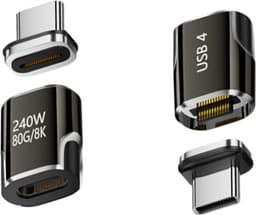 Magnetisk USB-C-adapter med eMarker, 240W PD, 80Gbps, 8K, USB4 Gun Black