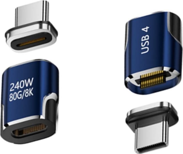 Magnetisk USB-C-adapter med eMarker, 240W PD, 80Gbps, 8K, USB4 Blue