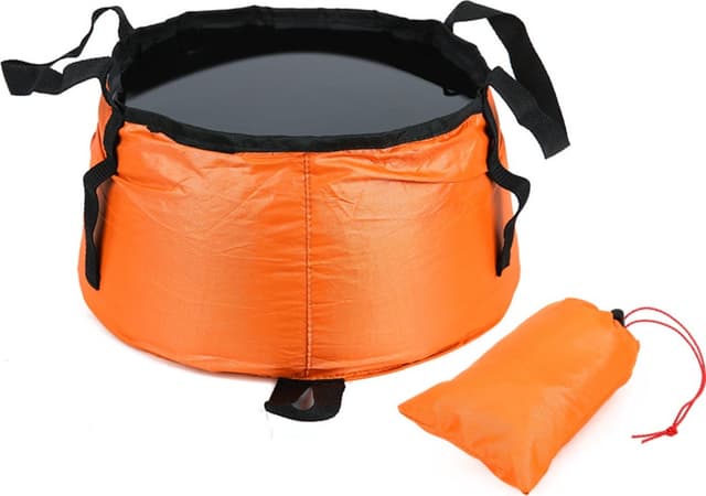 Sammenleggbar vannbøtte i vanntett polyester med forsterket håndtak Orange