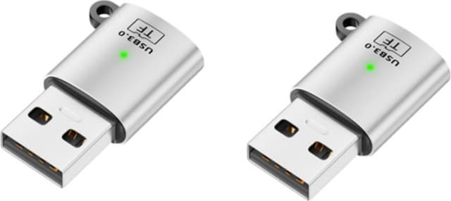USB 3.0 microSD-kortläsare 2-pack – Aluminium+PVC, för Apple 17 Silver
