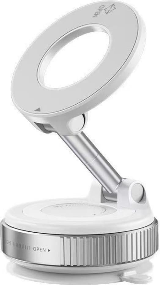 Magnetisk bilhållare N52 – Stark magnet med vakuumsug, 360° roterbar White