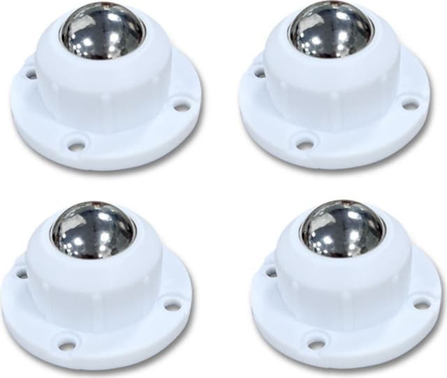 Selvheftende møbelhjul 4-pk – Stille 360° sving ABS og rustfritt stål White