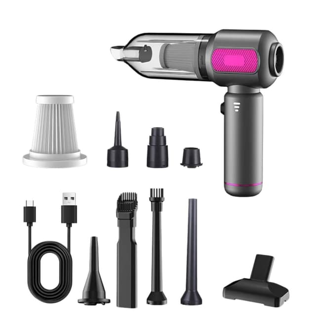 Bil-dammsugare Borstlös 17000Pa – Portabel 6000mAh Typ-C Black + Purple