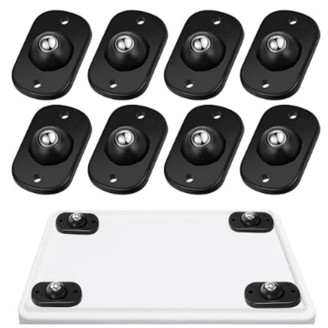 Självhäftande möbelhjul med tyst 360-graders svängning, 8-pack Black