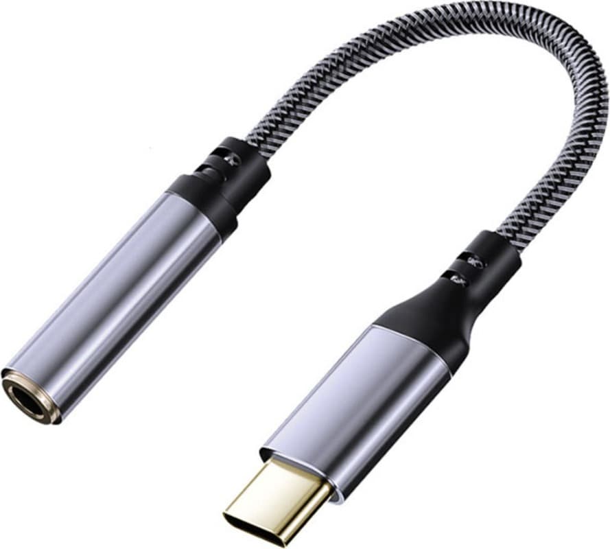 Type-C til 3,5 mm-adapter – gullplugg og inline kontroll, 2-pak Gray ...