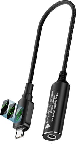 140W DC (7.4x0.6mm) til USB-C Adapter med Digital Skjerm - Kort Kabel