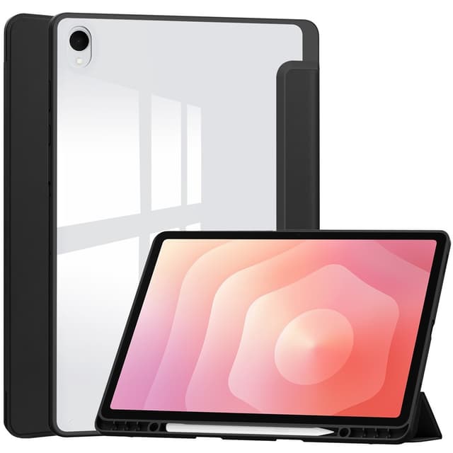 SKALO Trifold Gennemsigtig Bagside Cover til Samsung Galaxy Tab S12+ - Sort
