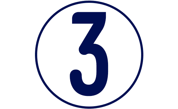 Sininen numero 3 valkoisella taustalla