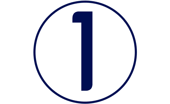 Sininen numero 1 valkoisella taustalla