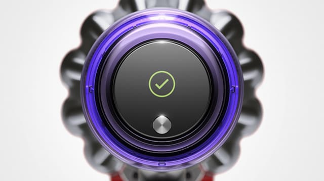 Dyson V11 støvsuger som viser LCD-skjermen
