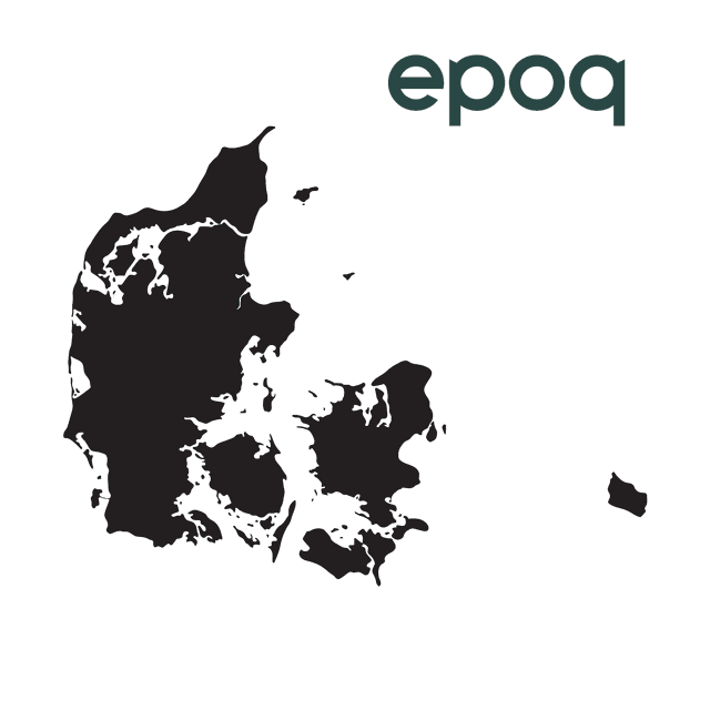 Kort over Danmark med Epoq-logo ved siden af