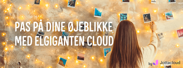 Elgiganten Cloud-banner med teksten: Pas på dine øjeblikke med Elgiganten Cloud
