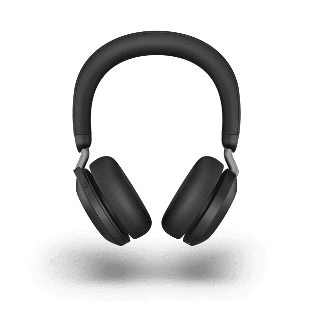 Jabra - Mustat Evolve2 75 -kuulokkeet edestä kuvattuna