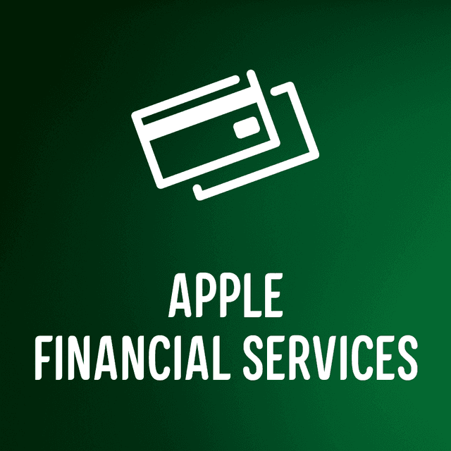 Apple Financial Services -teksti ka kuvitus kahdesta maksukortista