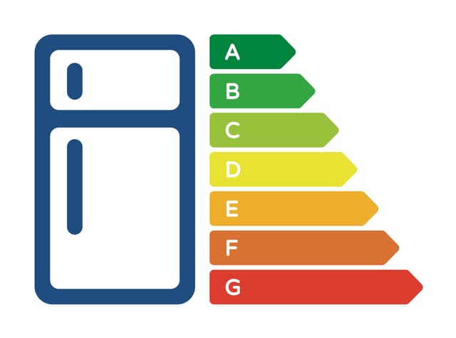 Energy label with freezer beside