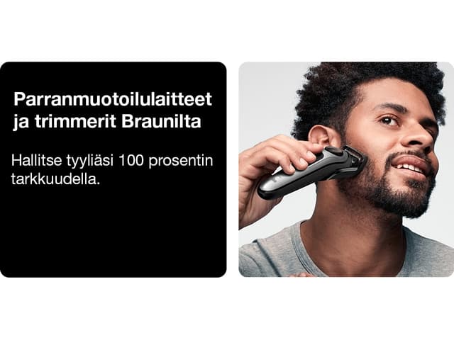 Mies käyttää Braun BT5260 -monitoimitrimmeriä