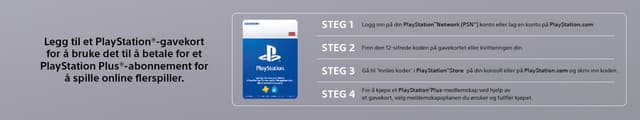 PlaySation Plus fire steg banner med norsk tekst