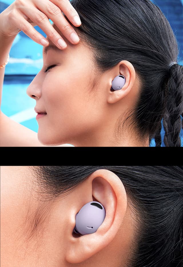 Samsung- Kvinde med Galaxy Buds2 Pro i profil-desktop