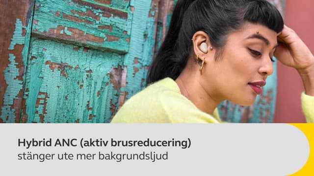 Hybrid ANC (aktiv brusreducering) stänger ute mer bakgrundsljud