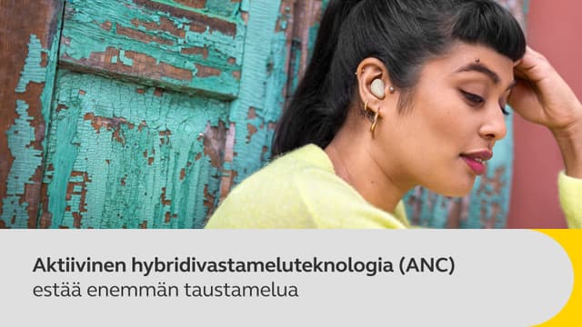Aktiivinen hybridivastameluteknologia ANC blokkaa melunvaimennuksellaan taustahälyä