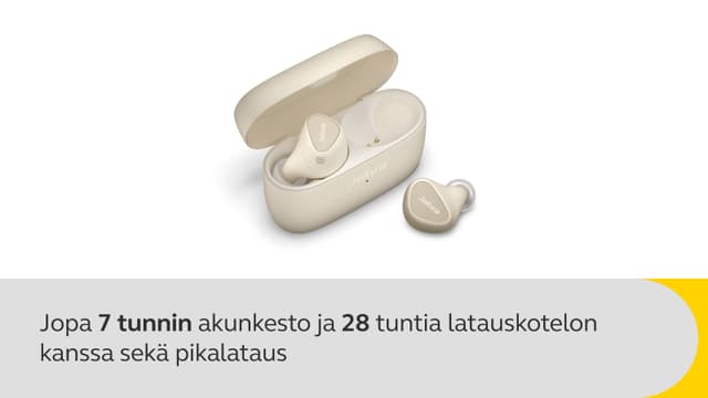Jopa 7 tunnin akunkesto, 28 tuntia latauskotelon kanssa sekä pikalataus