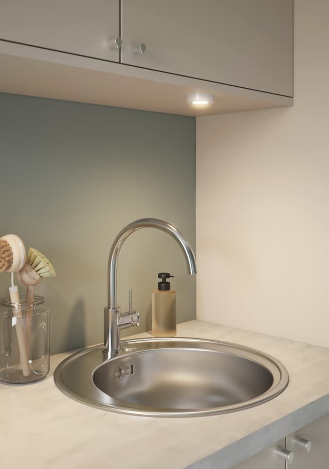 EPOQ Core Grey Mist vaskerom med hvit laminatbenkeplate