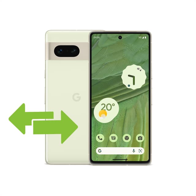 Vaihda iPhonesta Pixeliin - Pixel-puhelin vihreiden vaihtonuolien kanssa