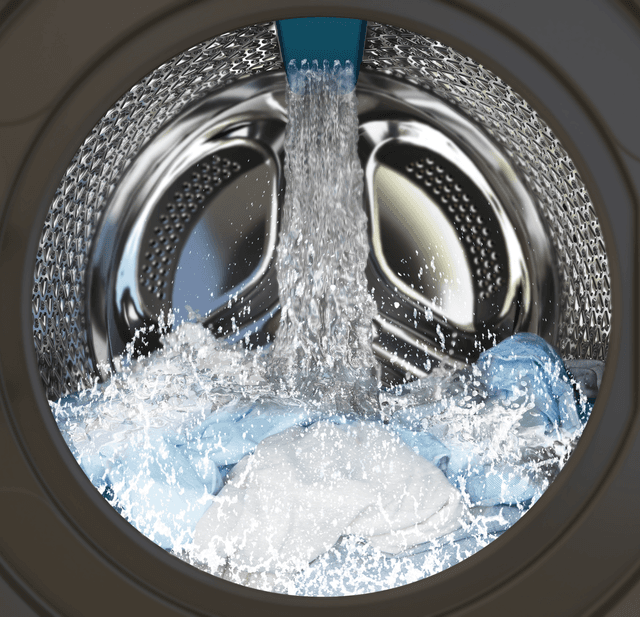 innsiden av en Beko vaskemaskin som viser AquaTech-teknologien