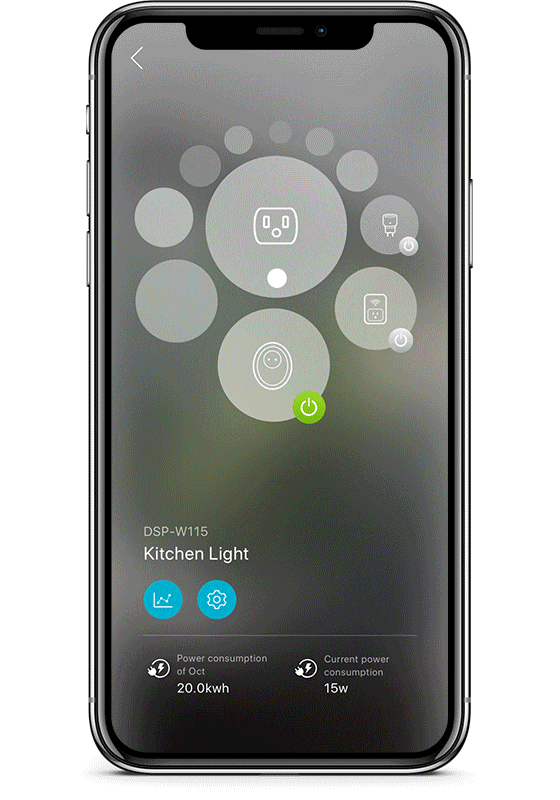 Animation av mydlink-appens funktioner för D-Link FHD WiFi Spotlight säkerhetskamera